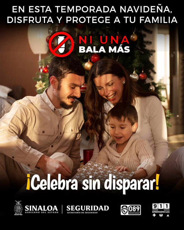 Advertencia de SSP Sinaloa: Disparar al aire en Año Nuevo es un delito que puede provocar tragedias