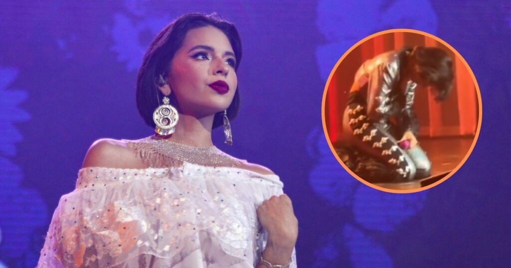 Ángela Aguilar recibe críticas por arrodillarse y llorar en su show en Texas