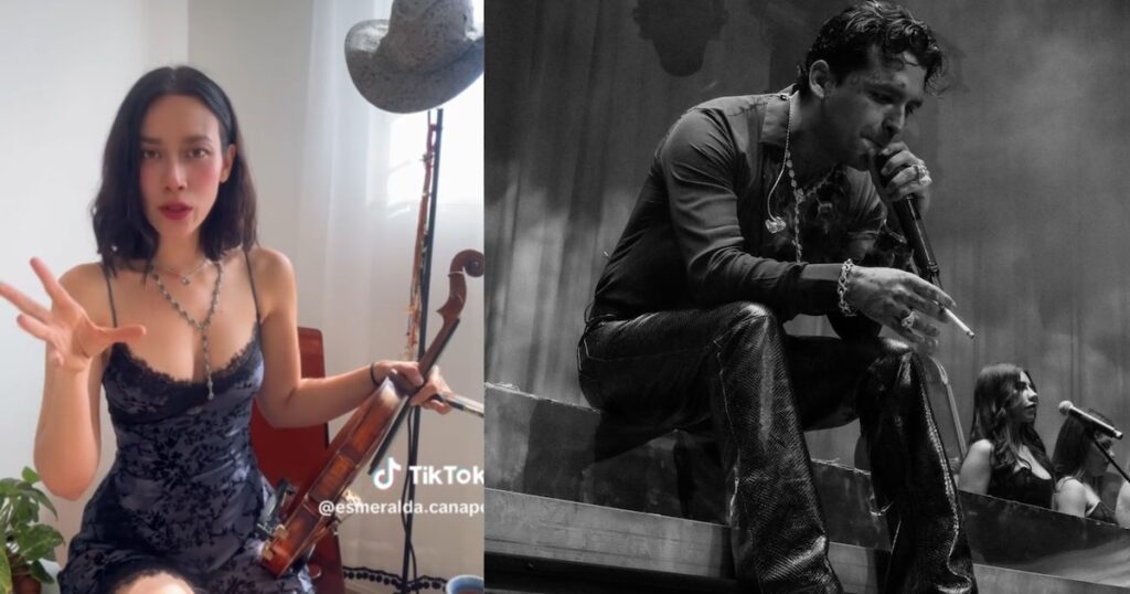 La violinista Esmeralda Camacho luce un collar inspirado en el de Nodal, avivando rumores