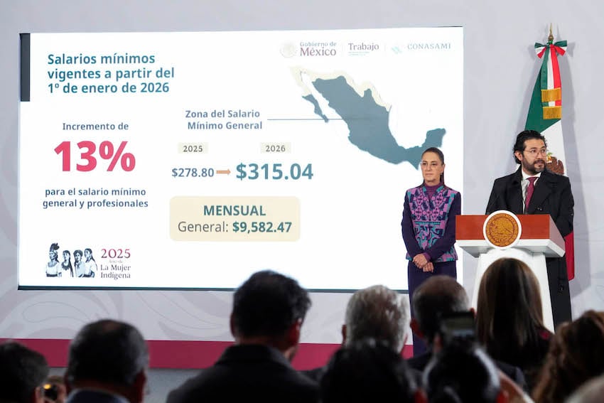 Sheinbaum anuncia un aumento del 13% al salario mínimo a 315 pesos al día