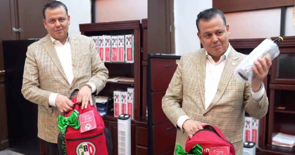 Video: Legislador del PRI obsequia mochilas con cervezas y churros a colegas en el Congreso de Morelia