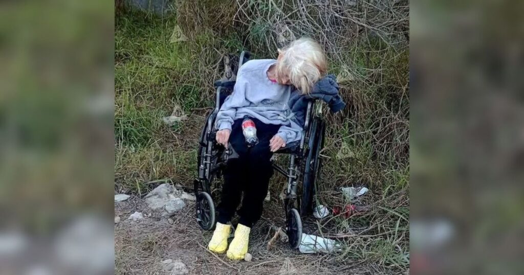 ¡Abandonada en el frío! Mujer mayor dejada en silla de ruedas en carretera de Matamoros