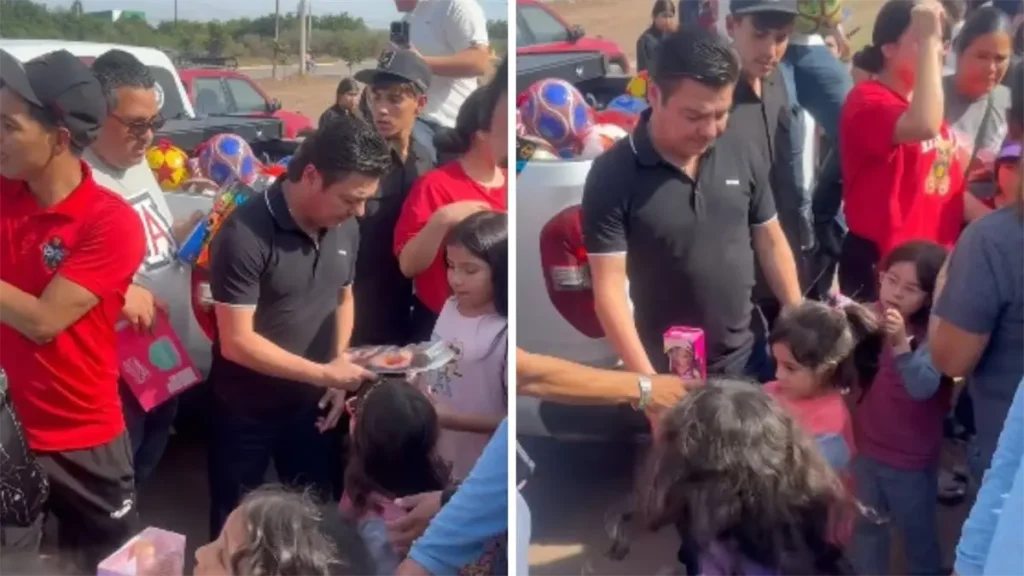 "¡El Travieso" Arce reparte regalos navideños a los niños de Los Mochis! | VIDEO